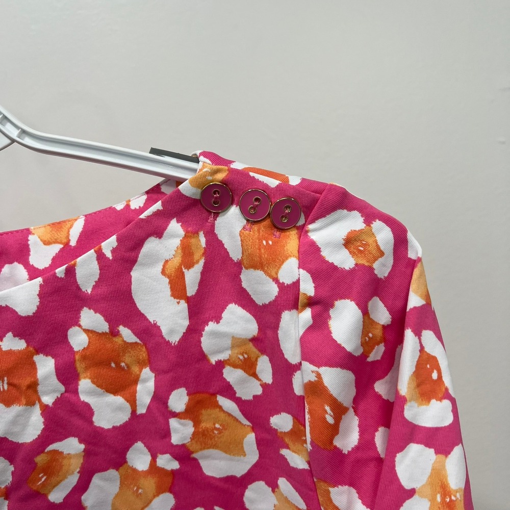 J Mclaughlin Womens Wavesong Top Small NWT $168 Catalina Cloth Pink White Leo - Picture 2 of 7